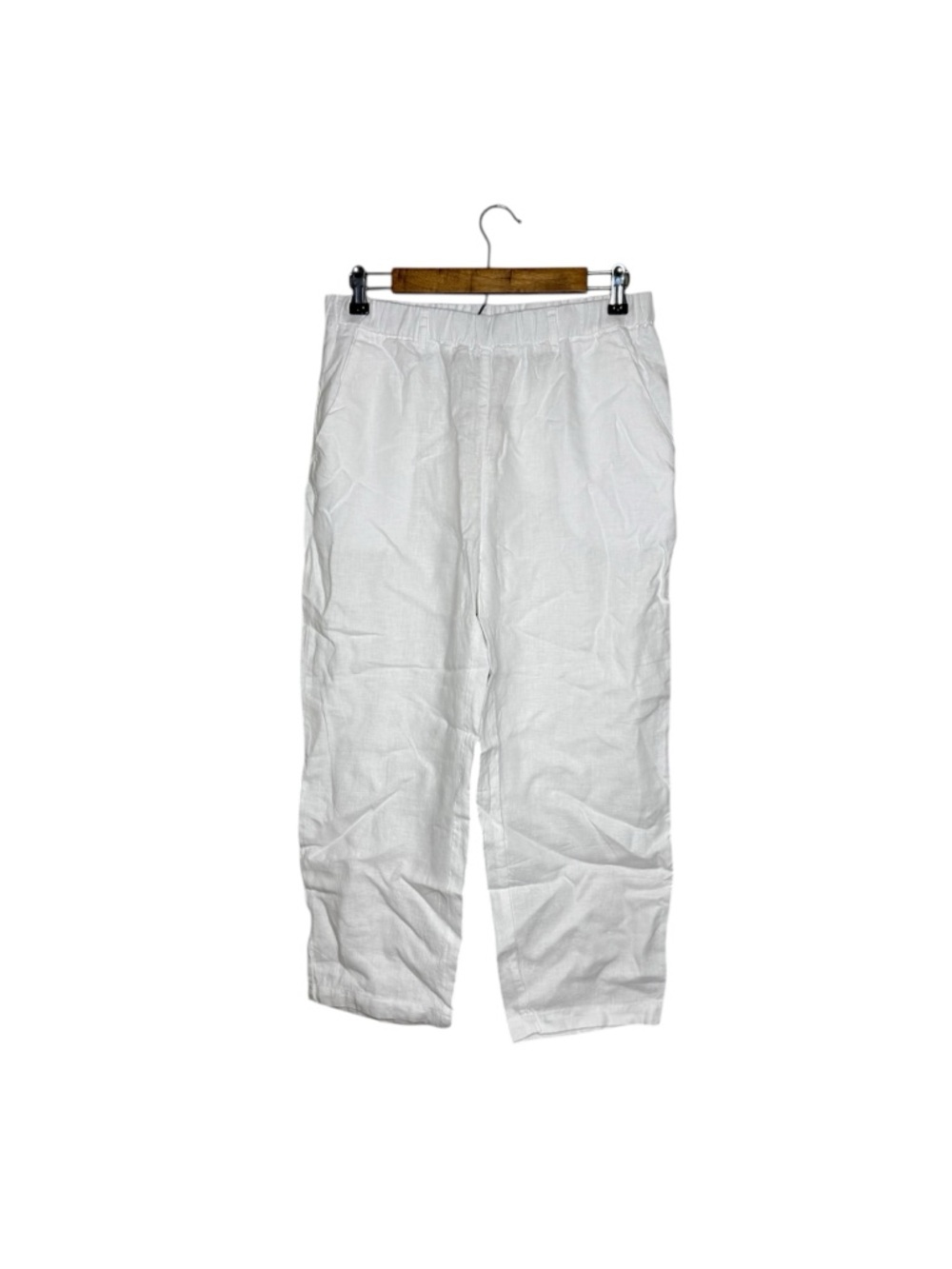 Quince 100% European Linen White Straight Leg Pull On Pants Minimalist Summer - Picture 3 of 9